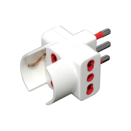 Adattatore nvs sl1042 tripla bipasso spina 16a/1 presa schuko 2p+t+2prese