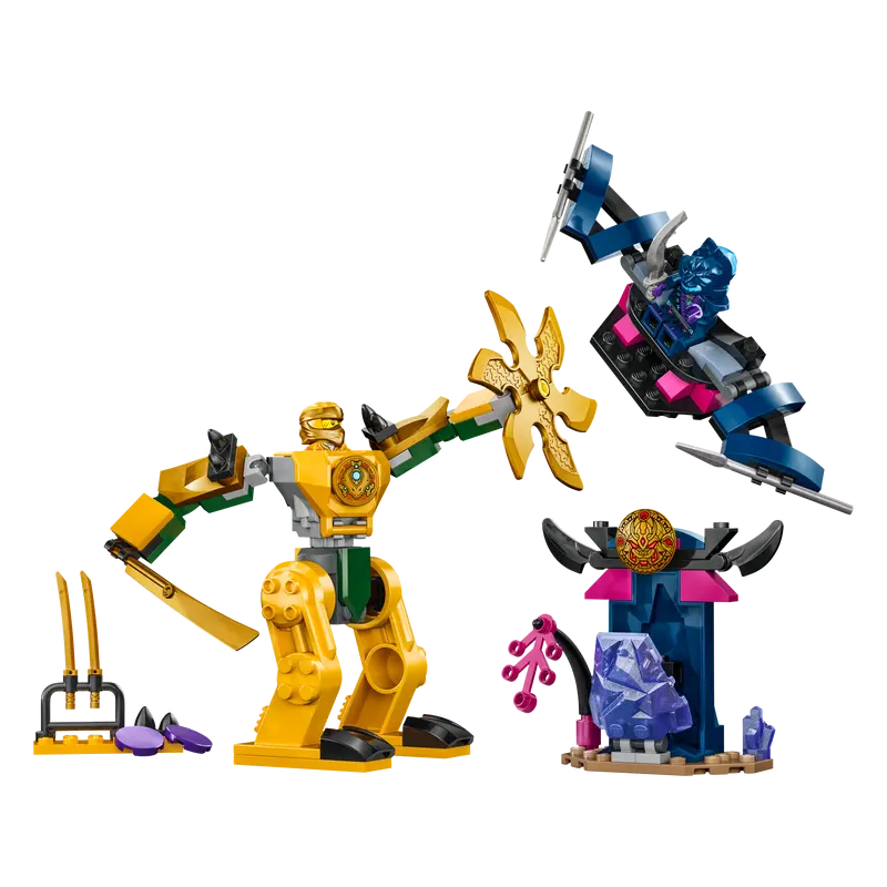 Set da costruzione lego 71804 ninjago mech da battaglia di arin 104pz