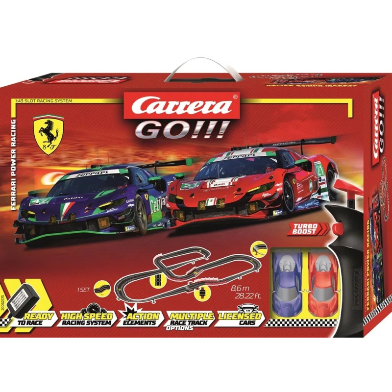 Carrera go ferrari power racing slot car set 1/43 multicolore [20062575]