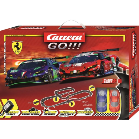 Carrera go ferrari power racing slot car set 1/43 multicolore [20062575]