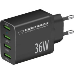 Caricatore da muro esperanza ezc107k 36w usb-a nero [ezc107k]