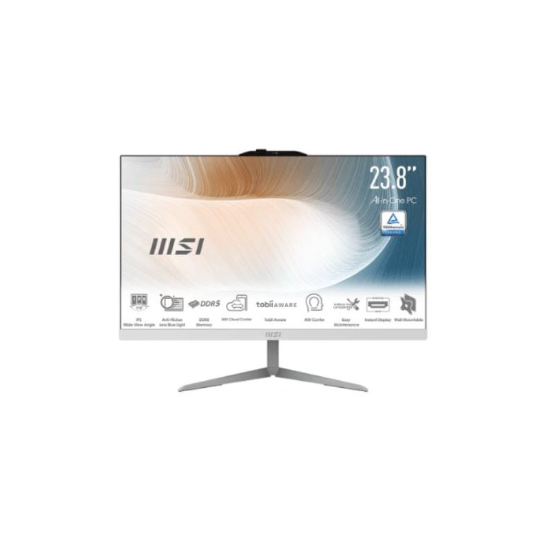 Pc all-in-one 23.8" msi modern am242 1m-1236it i5-120u/8gb/512gb/win11pro/bianco