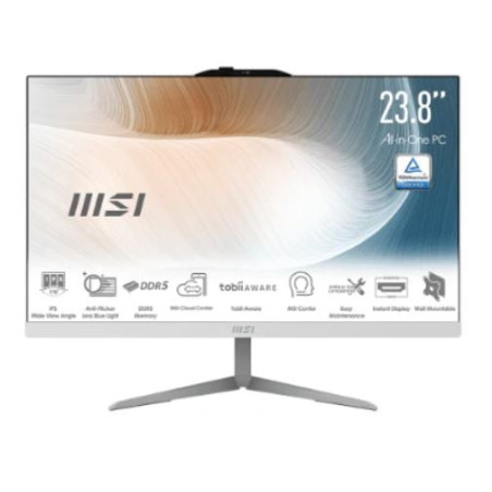 Pc all-in-one 23.8" msi modern am242 1m-1236it i5-120u/8gb/512gb/win11pro/bianco