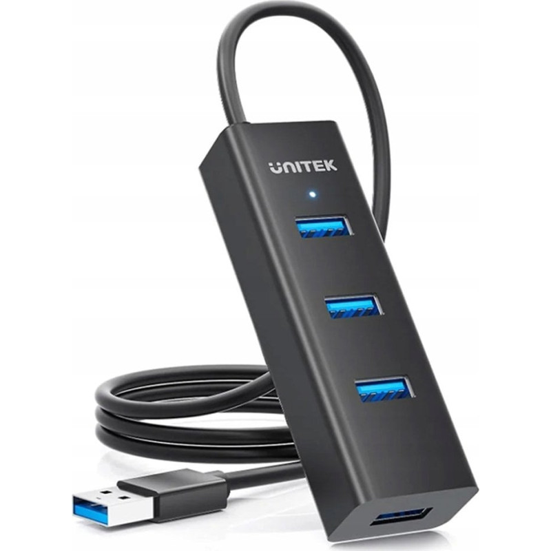 Hub usb unitek 4xusb-a 3.1 gen1 5gbps con una porta usb-c