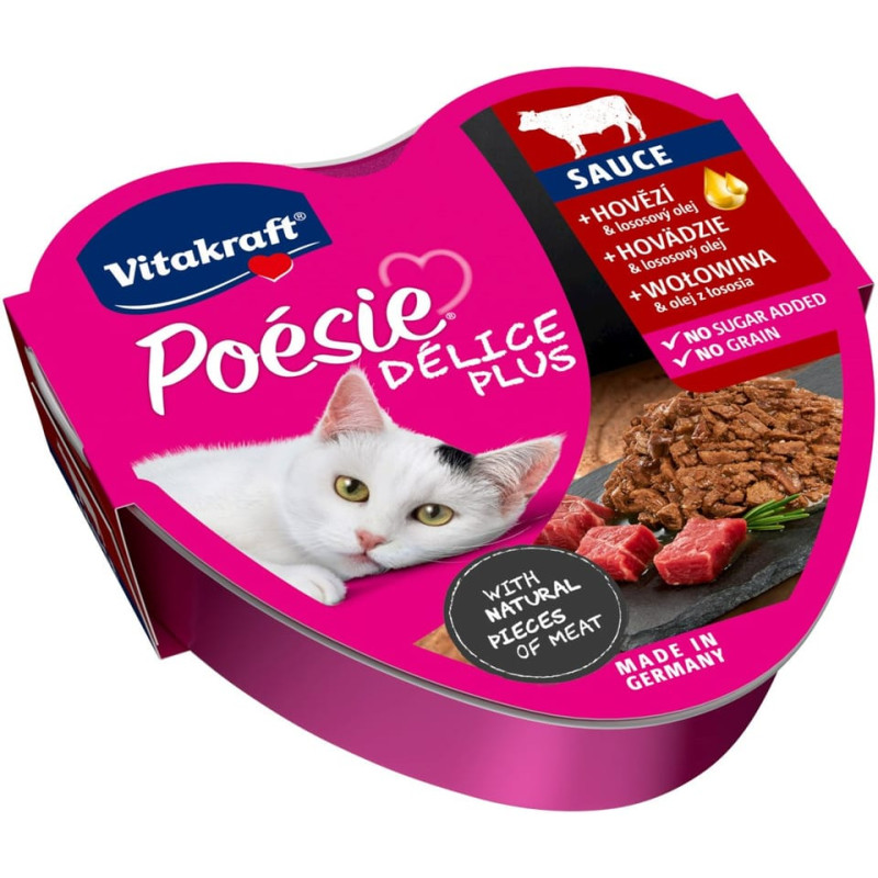 Cibo umido per gatti vitakraft poesie delice plus manzo 85g