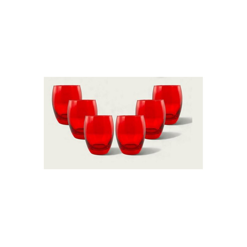 Bicchieri ar.ca.s.a.s bombati 350ml rosso 6pz [58752]