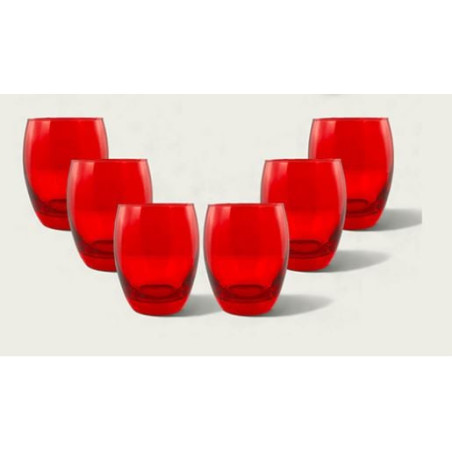 Bicchieri ar.ca.s.a.s bombati 350ml rosso 6pz [58752]