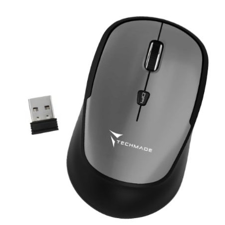 Mouse techmade senza fili ottico 1600dpi grigio [tm-xj35-gy]