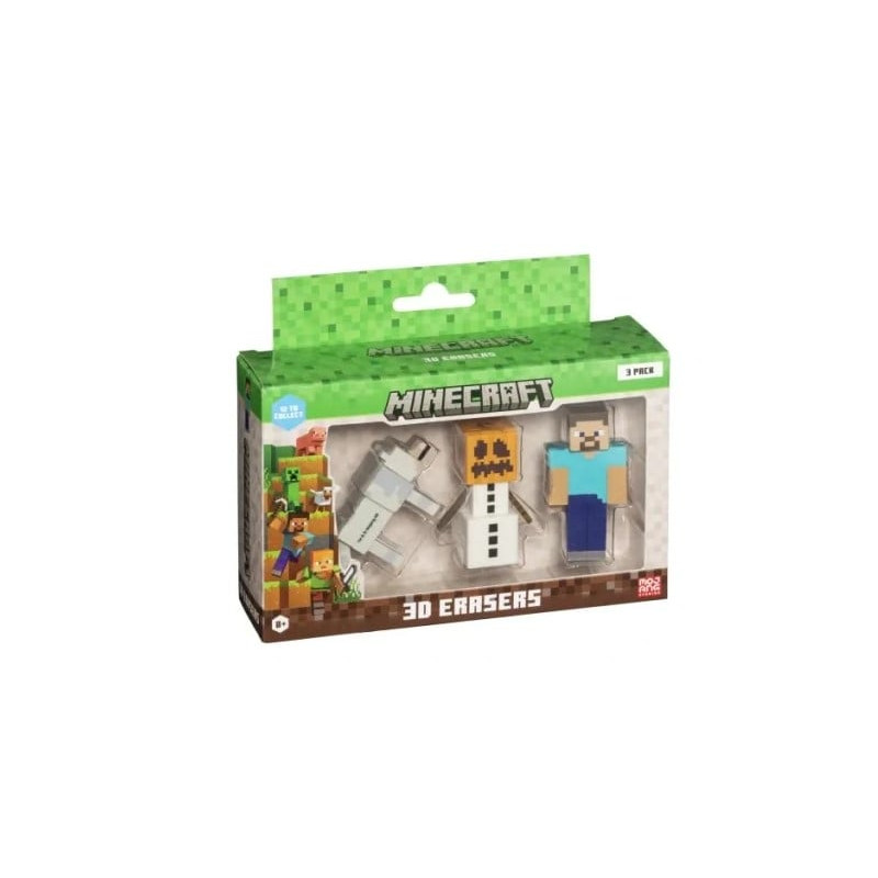 Pmi kids world gomme minecraft 3d 4.82cm multicolore 3pz [mc4021b]