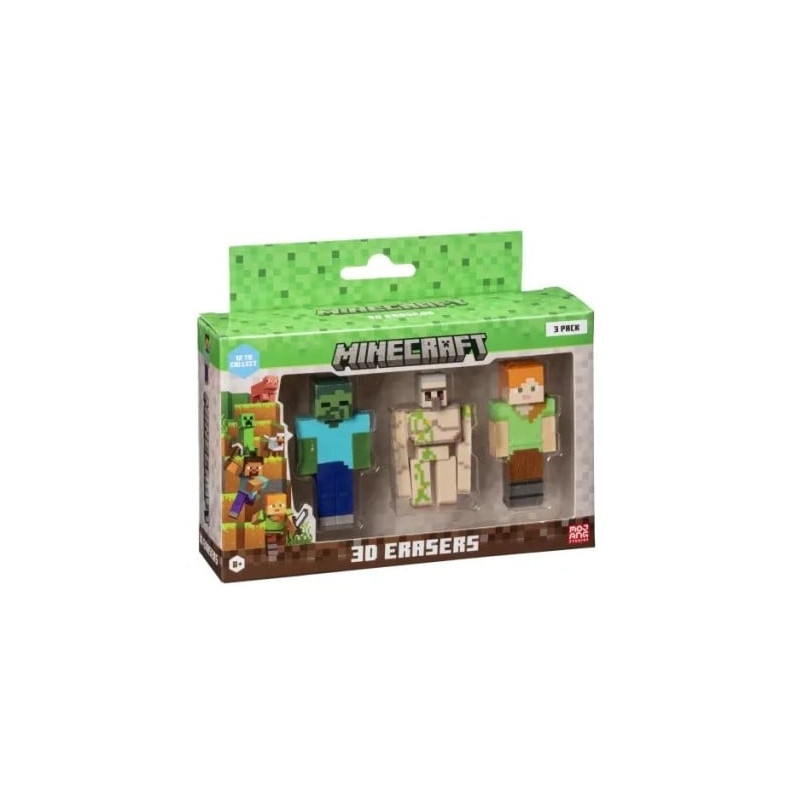 Pmi kids world gomme minecraft 3d 4.82cm multicolore 3pz [mc4021c]