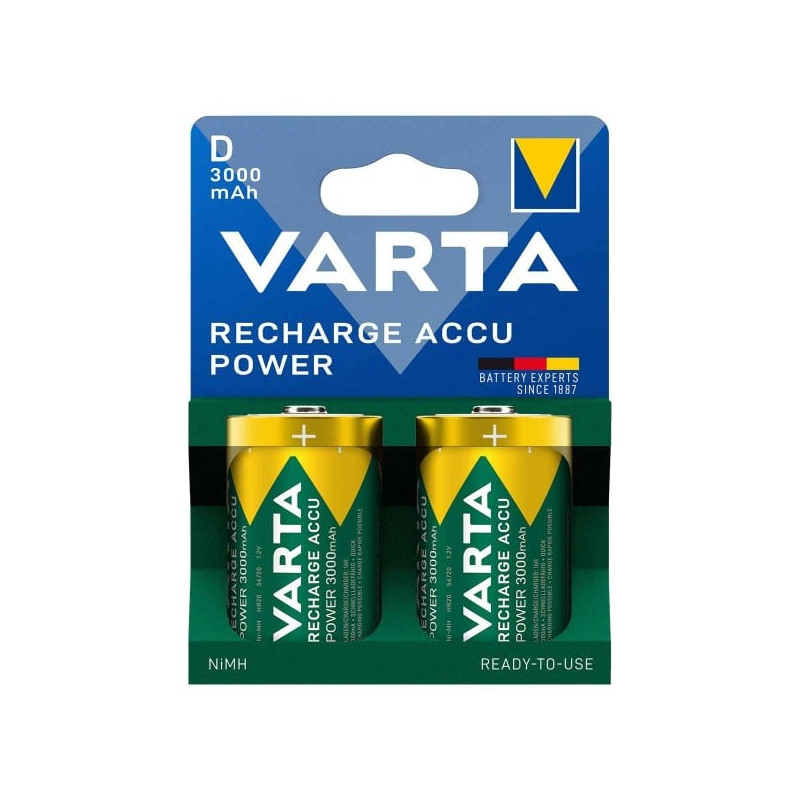 Batteria ricaricabile varta power d mono nimh 3000mah 1.2v verde/giallo