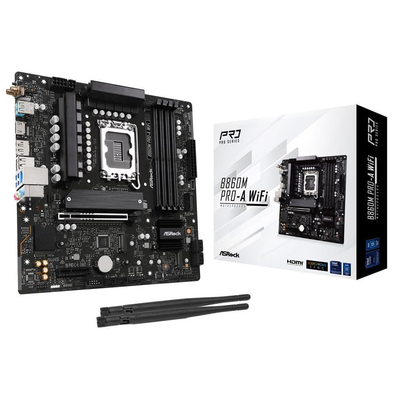 Scheda madre intel asrock b860m pro-a wifi lga 1851 matx 4xddr5