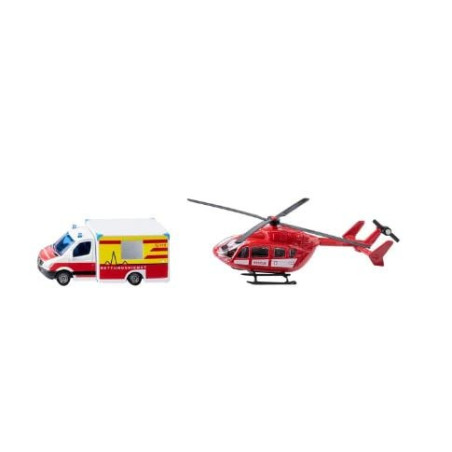 modellino siku super mercedes-benz ambulanza ed elicottero 1:87