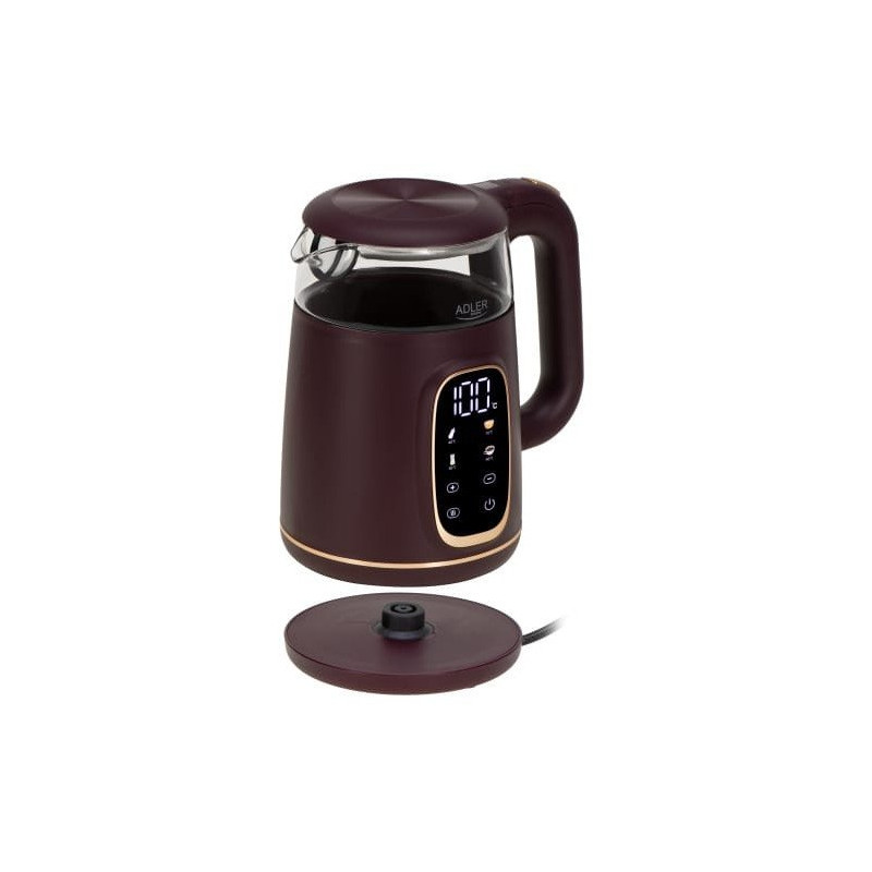 Bollitore elettrico adler ad 1305 con display led 1.7l/2200w bordeaux