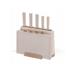 Set di coltelli tefal 2 in 1+ tagliere su supporto beige [mr-1412-beige]