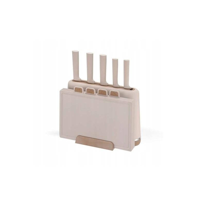 Set di coltelli tefal 2 in 1+ tagliere su supporto beige [mr-1412-beige]