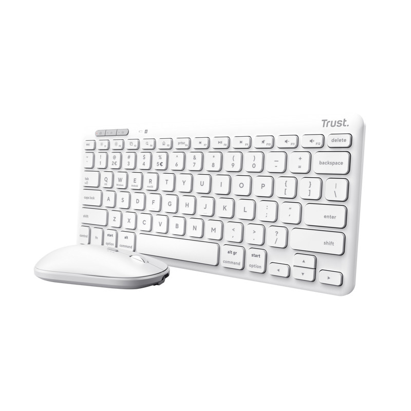 Set tastiera trust wireless/bluetooth qwerty it con mouse bianco