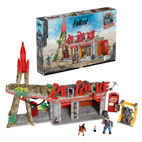 Gioco da costruzione mattel mega fallout red rocket truck stop multicolore