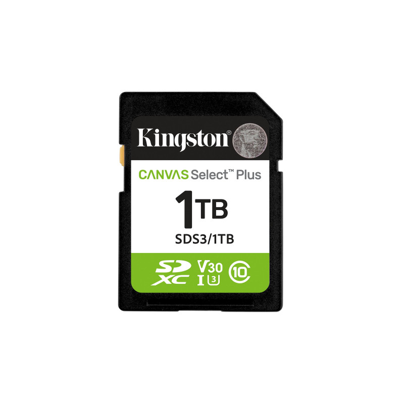 1tb scheda sdxc kingston canvas select plus gen3 v30 uhs-i u3