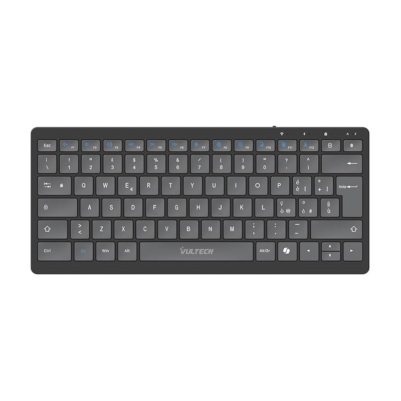 Tastiera vultech key-601wbt slim meccanico 80 tasti qwerty wireless/bluetooth