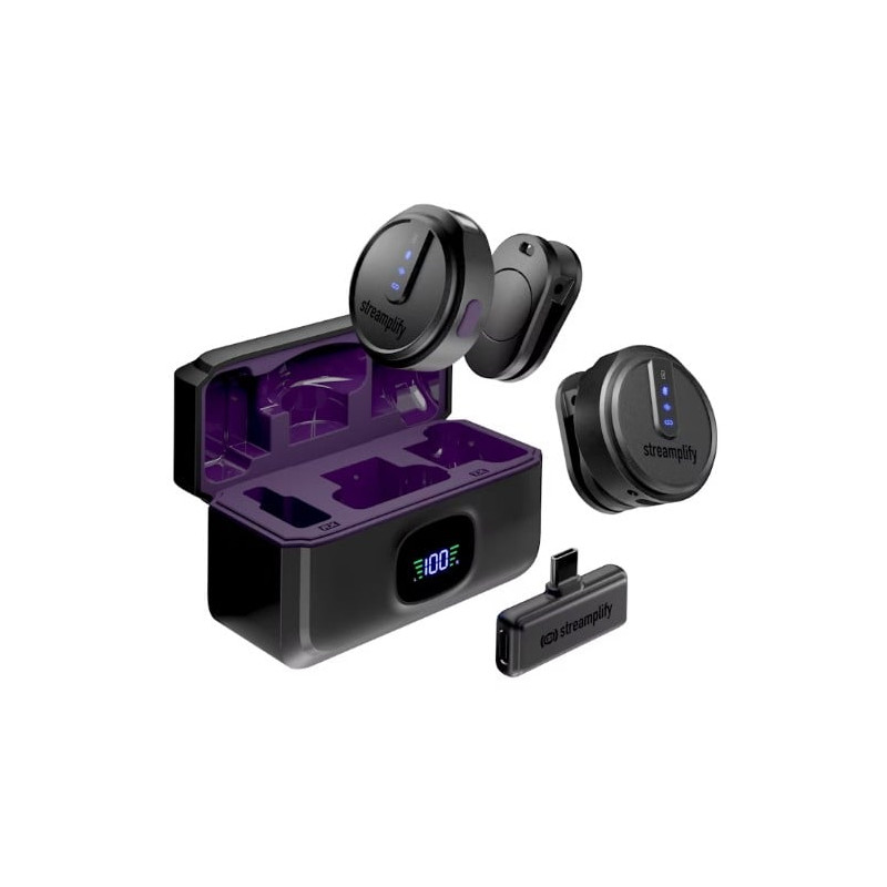 Set di microfoni streamplify mic go portatile wireless usb-c/lightning