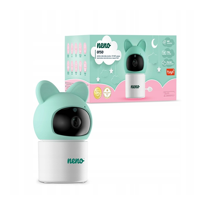 Baby monitor ip neno orso rotante fhd 1080p wifi blu/bianco [neno
