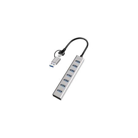 Hub usb logilink usb 3.2 7 porte usb-a argento