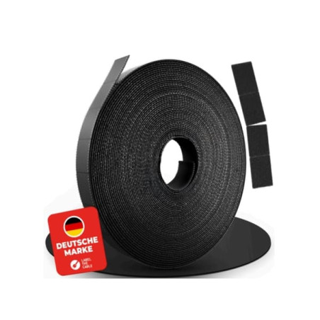 Rotolo di velcro label the cable 10m nero