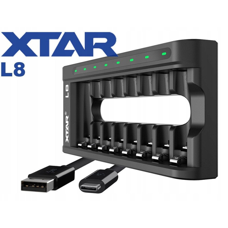 Caricabatterie xtar aa/aaa 1.5v/1.2v 8slot nero [l8]