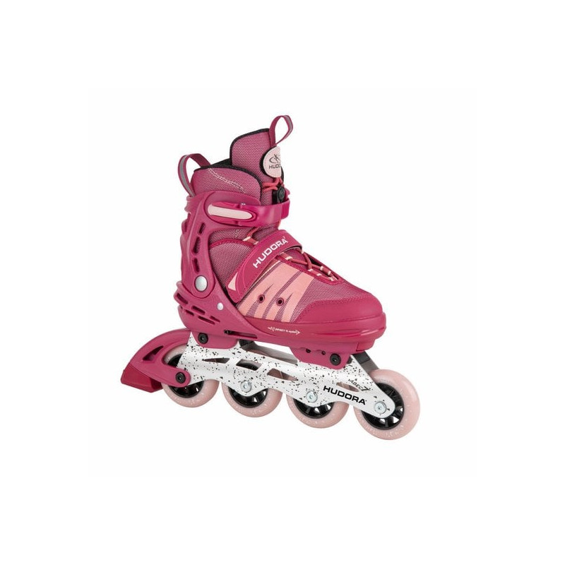 Pattini a rotelle hudora comfort t.29-34 max 60kg rosa [28452]