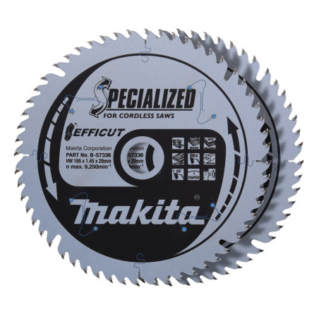 Lama per sega circolare makita efficut b-57336-2 165x20x56