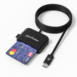 Lettore di smart card manhattan 102742 usb-c con slot per microsd