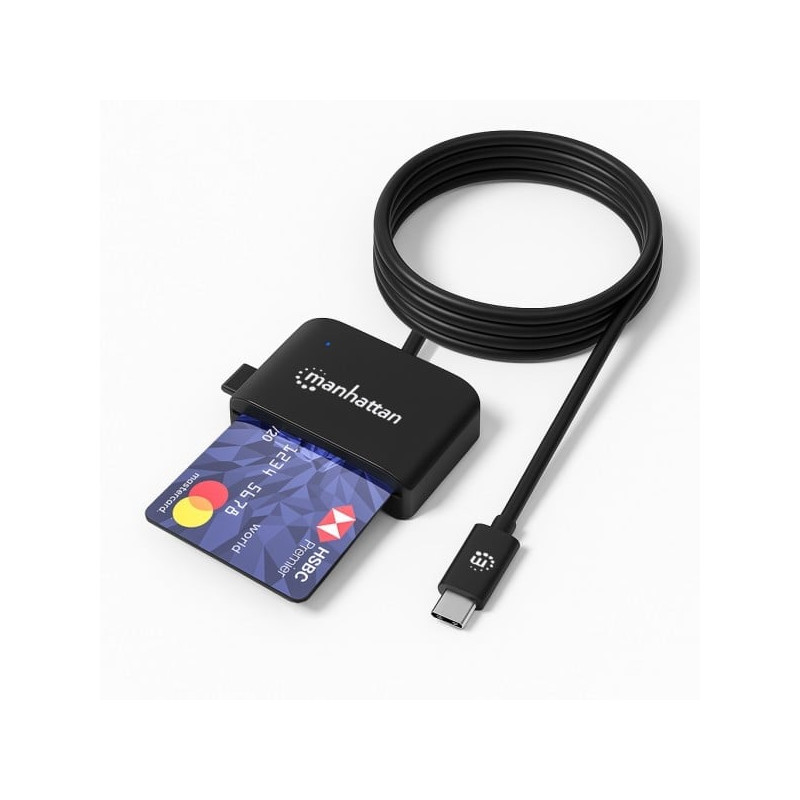 Lettore di smart card manhattan 102742 usb-c con slot per microsd
