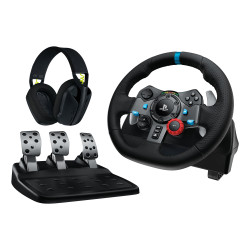 Set per simulatore di corsa logitech g29 + cuffia g435 + pedale alluminio/nero