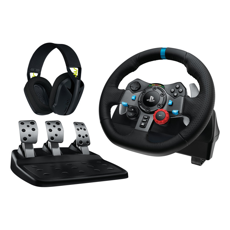 Set per simulatore di corsa logitech g29 + cuffia g435 + pedale alluminio/nero