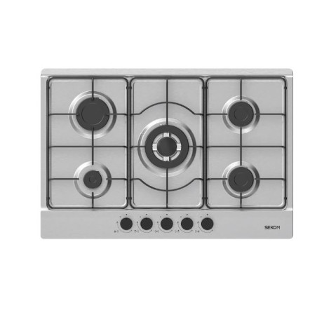Piano cottura sekom smpg75 a gas con 5 fuochi acciaio inossidabile