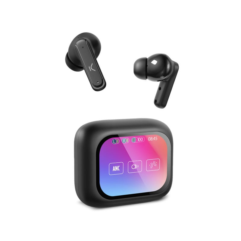 Auricolari ksix vision wireless display tft 2'' anc musica/chiamate