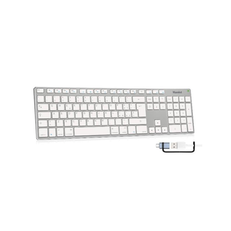 Tastiera hamlet usb silver board numerico in alluminio ita + adattatore