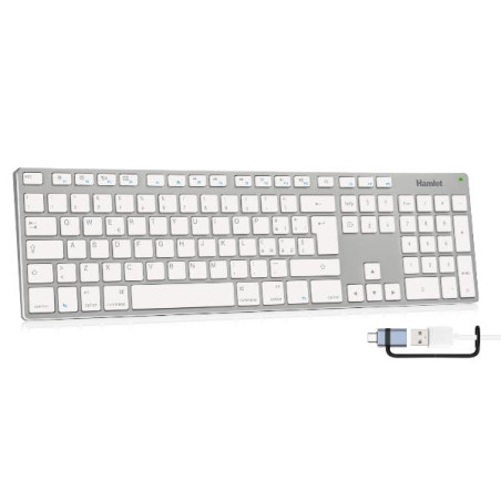 Tastiera hamlet usb silver board numerico in alluminio ita + adattatore