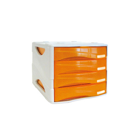 Cassettiera da scrivania arda 4 cassetti smile arancio trasparente