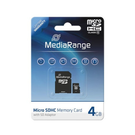 4gb scheda microsd mediarange sd cl.10 inkl. adapter [mr956]
