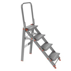 Scala sgabello marchetti class+ 4 gradini con parapetto in alluminio