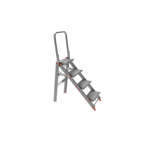 Scala sgabello marchetti class+ 4 gradini con parapetto in alluminio