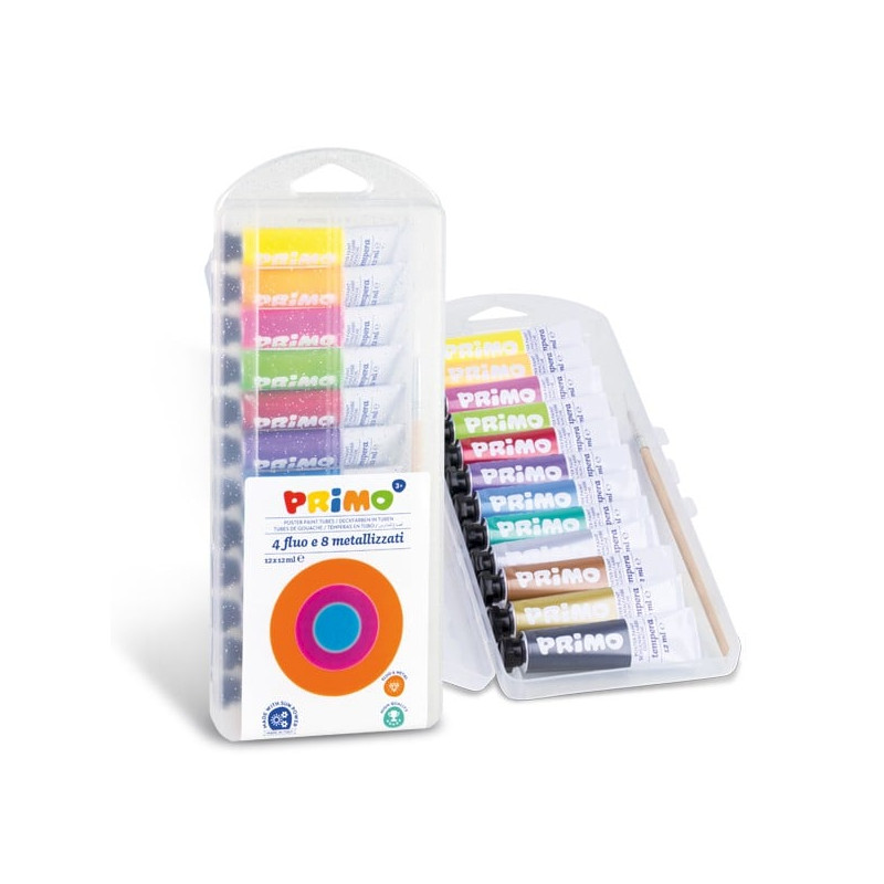 Tubetti tempera primo conf.12 12ml fluo + 8 metal [450t12fmp]