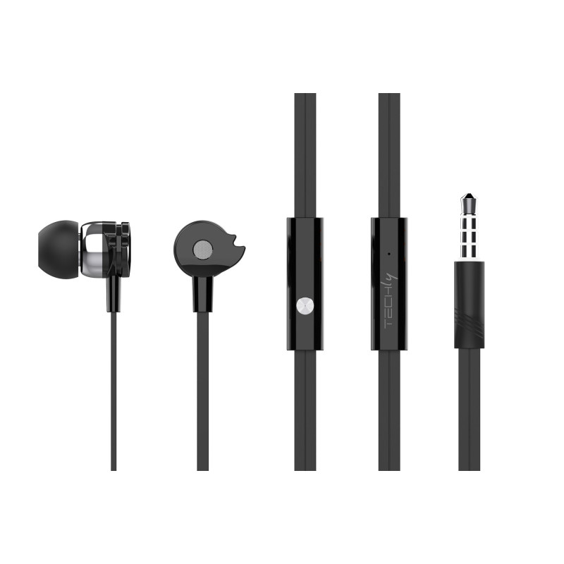 Auricolari techly in-ear con microfono nero