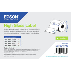 Etichette fustellate lucide epson 102 x 152mm 800lbls [c33s045719]