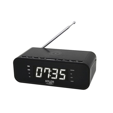 Radiosveglia adler ad1192b con caricabatterie wireless nero [ubadlrbad1192b0]