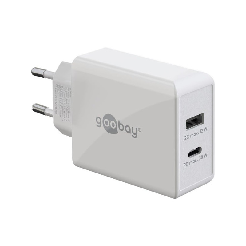 Alimentatore da rete goobay usb-c 30w bianco [61674]