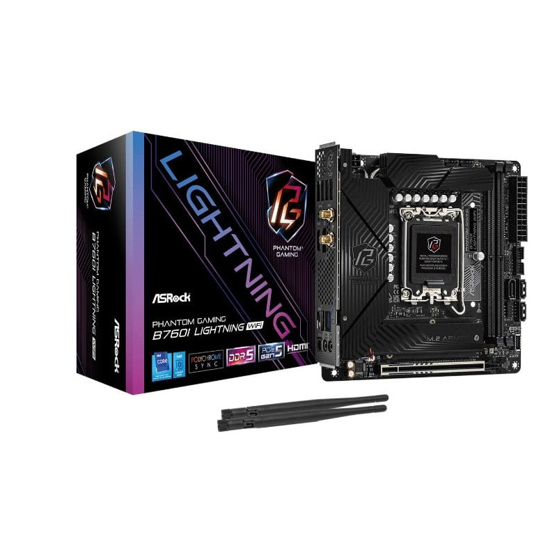 Scheda madre intel asrock b760i 1700 mini-itx ddr5 [b760i lightning