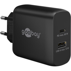 Caricatore rapido goobay doppio usb-c nero [65409]